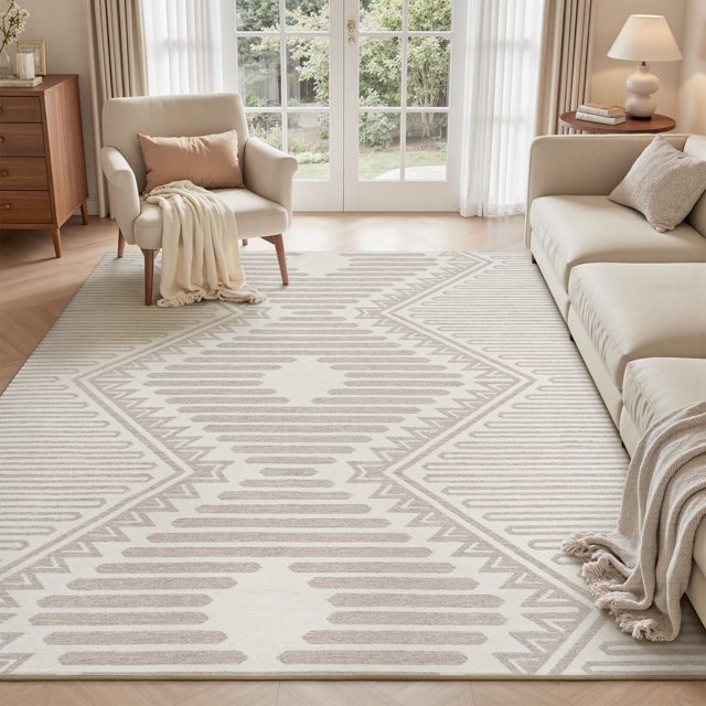 X Area Rug for Living Room Rug High Low Textu Jacquard Tufted Boho Geometric Washable Bedroom Rug Carpet for Dining Room Nursery Non Slip