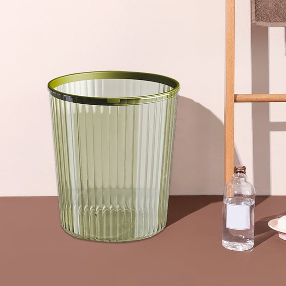 Trash Can with Pressure Ring, 2.8 Gallon Small Plastic Wastebasket for Bathroom Kitchen Bedroom Office, Space Saving Garbage Bin, Light Green