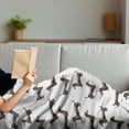 thumbnail image 3 of Dachshund Soft Flannel Fleece Throw Blanket, Pattern Lines with Sausage Dog Looking Different Directions, Cozy Plush for Indoor and Outdoor Use, 50" x 70", Dark Taupe Grey White, by Ambesonne, 3 of 5