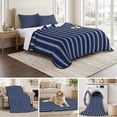 thumbnail image 6 of Twin XL Quilt Set 68''x98'', Navy Blue Striped Lightweight Summer Bedspread Coverlet Set with 2 Pillow Shams, Navy Blue White Farmhouse Stripes Breathable All Season Quilt Bedding for Dorm/Guest Room, 6 of 9