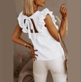 thumbnail image 3 of Women's Tanks Casual Racerback O-Neck Ruffle Sleeveless Tops for Summer Loose Blouse Tank Women’s Wardrobe White XL, 3 of 6