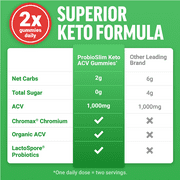 Force Factor ProbioSlim Keto ACV Gummies with Organic Apple Cider Vinegar & Probiotics for Bloating, Digestion & Metabolism, Apple, 120 Gummies