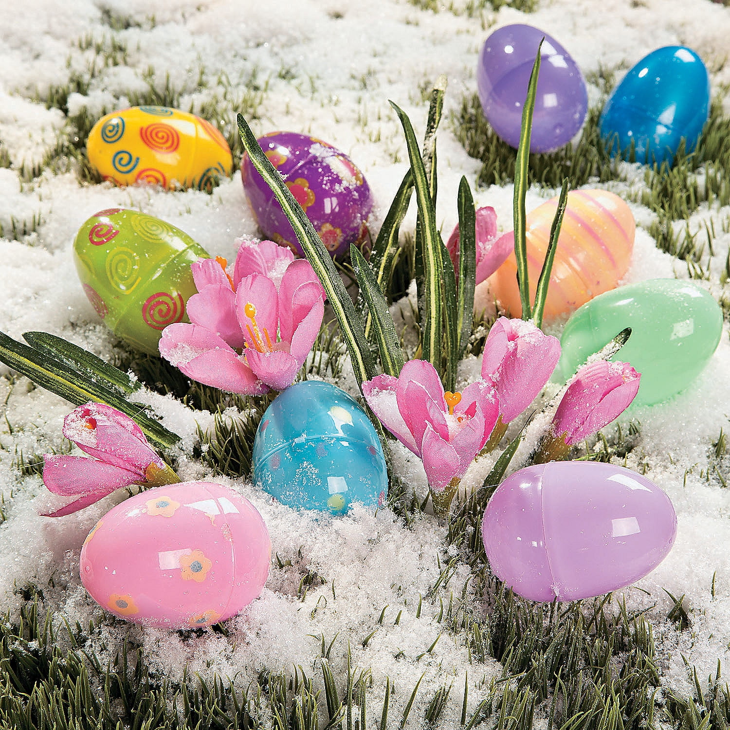 Bulk 96 Pieces 2 1/4" Value Pastel Patterned Toy-Filled Plastic Easter Eggs