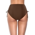 thumbnail image 4 of High Waisted Bikini Bottoms for Women Tummy Control Swimsuits Bottoms Full Coverage Bathing Suit Bottom Brown S, 4 of 4