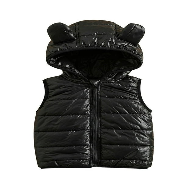 Veste Sans Manches Légère Résistante à l'Eau pour Enfants Garçons Filles, Veste Chaude d'Hiver avec Capuche Ours