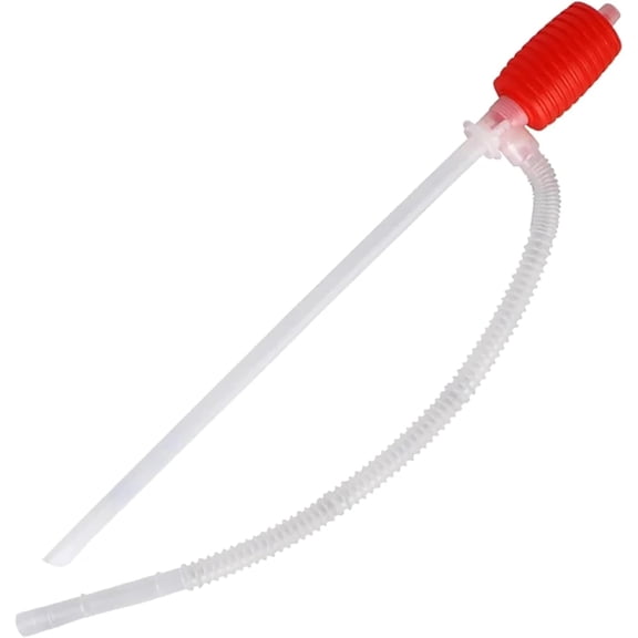 EXLEAF Manual Siphon Pump for Gas and Water, Hand Fuel Transfer Pump for Motorcycle, Lawn Mower, Generator, Plastic Siphon Hose for Gasoline, Oil, Detergent, Liquid Transfer Tool (15.5 Inch)