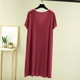 thumbnail image 3 of Sakmal Red Moo Moos for Women Nightgown Cotton Plus Size Comfy Long Night dress Solid Short Sleeve Nightgowns for Women, 3 of 5