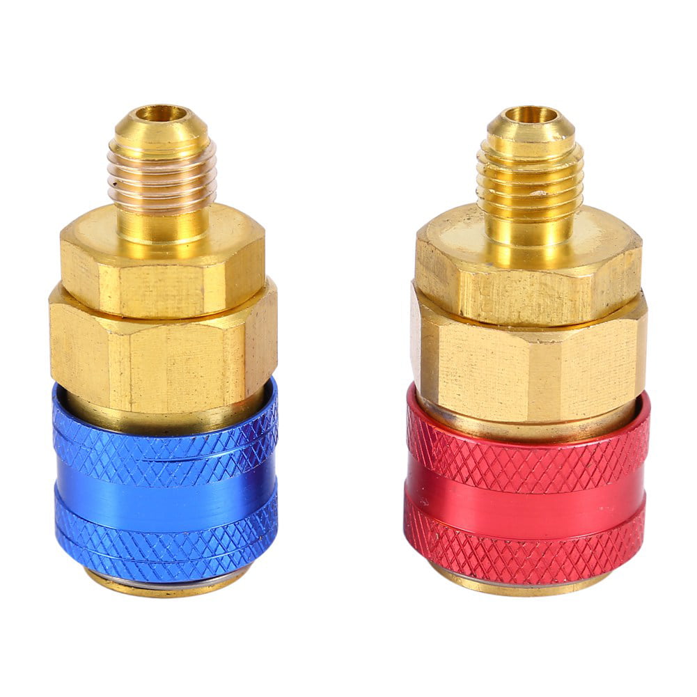 R134a Auto Quick Coupler Connector Brass Adapters Low High Side AC Manifold Set 