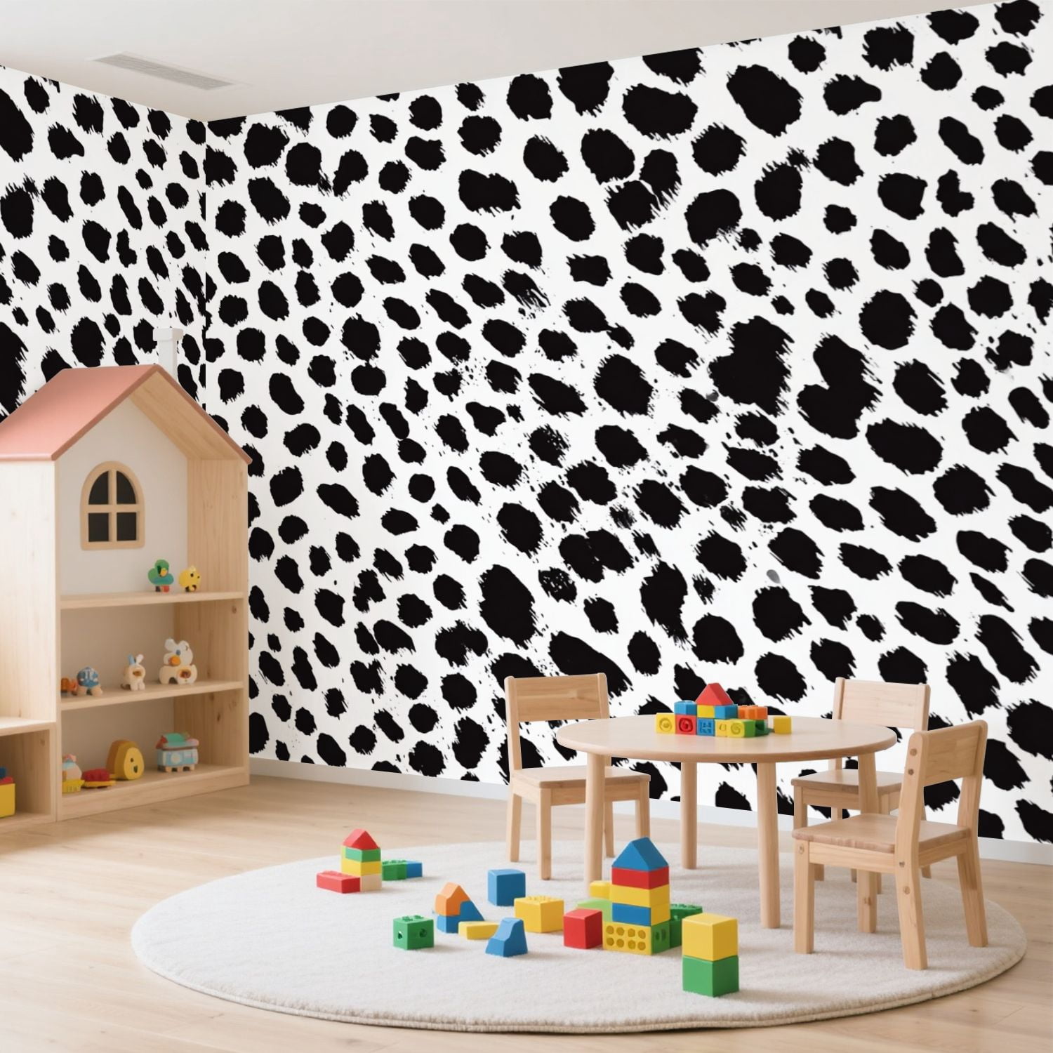 Wall Mural Peel and Stick Seamless dalmatian fur animal print Self-Adhesive Wallpaper Removable Wall Decal Wall Sticker Home Decor for Living Room Bedroom 100"x144"