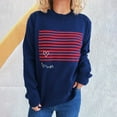 thumbnail image 2 of Striped Sweater for Women Long Sleeve Crewneck Knit Pullover Top Navy S, 2 of 5