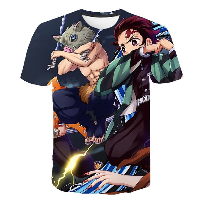 Camisetas Demon Slayer para bebé (niño o niña), camisetas de manga corta, novedad de verano, camisetas con estampado 3D, disfraces, camisetas de cuello redondo de Anime, camisetas Clothing4T Gao Jinjia LED