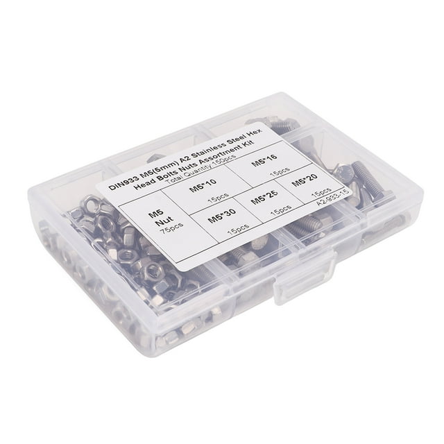 Ensemble Écrou de Boulon M5, Kit d'Assortiment de Vis M5 Filetage Clair Antidérapant avec Boîte de Rangement pour Réparation Mécanique