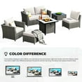 thumbnail image 3 of XIZZI 7 Pieces Patio Outdoor Furniture Set,All-Weather Conversation Wicker Set Sectional Sofa with Fire Pit and Coffee Table,Beige, 3 of 14
