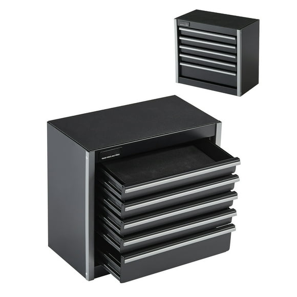 KFFKFF Metal Tool Box, 8.6-inch, Portable Metal Tool Box with 5 Drawers, Small Tool Chest with EVA Liners and PP Feet Pads