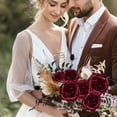 thumbnail image 4 of Real Touch Artificial Flowers - Wedding Bouquet Austin Roses Silk Flowers for Home Decor, Centerpieces, Valentine‘s Day Mother's Day Gift, Bride Props Fake Flowers Head, 1Pc(Wine,3.9x3.9"), 4 of 9