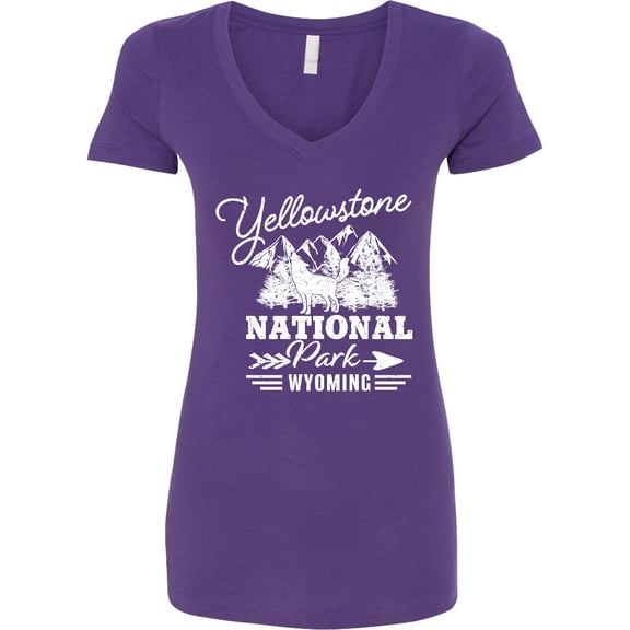 Inktastic Wyoming Yellowstone National Park Women's V-Neck T-Shirt