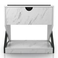 thumbnail image 3 of Dora Indoor 1-Drawer and 1-Shelf Wood White Marble Nightstand for Bedroom, 3 of 15