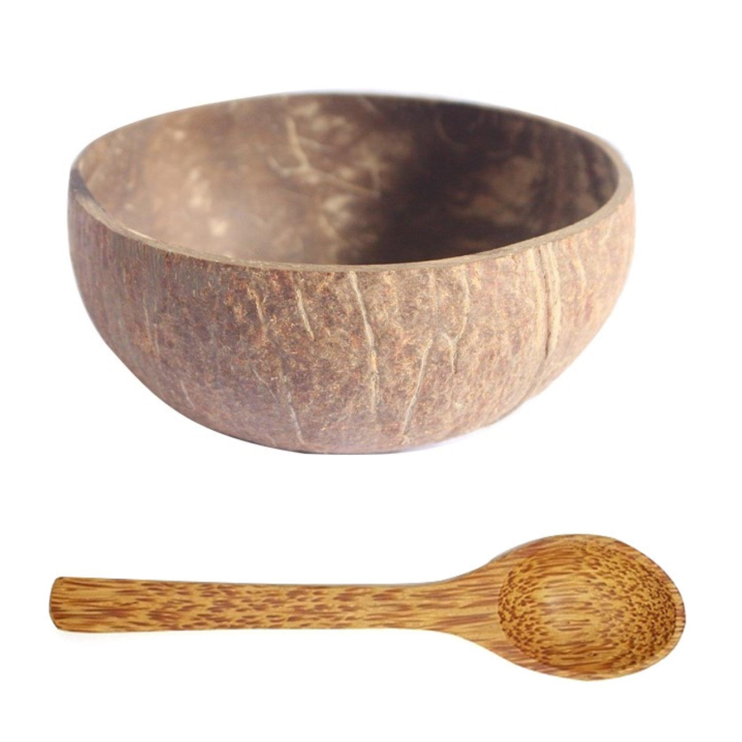 Coconut Bowls with Wooden Spoons Natural Handmade Organic Kitchen