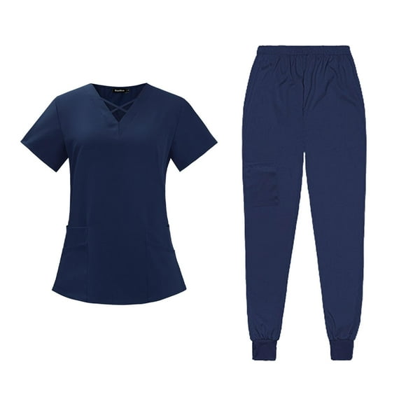 Gants d'Allaitement pour les Femmes Ensemble de Travail Costumes Doux Pantalons Longs Infirmières Uniforme Scrub Top XL