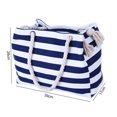 thumbnail image 6 of Huanledash Tote Bag Large Capacity Zipper Closure Strong Load Bearing Striped Pattern Multi-use Storage Portable Foldable Women Beach Bag Travel Supplies, 6 of 8