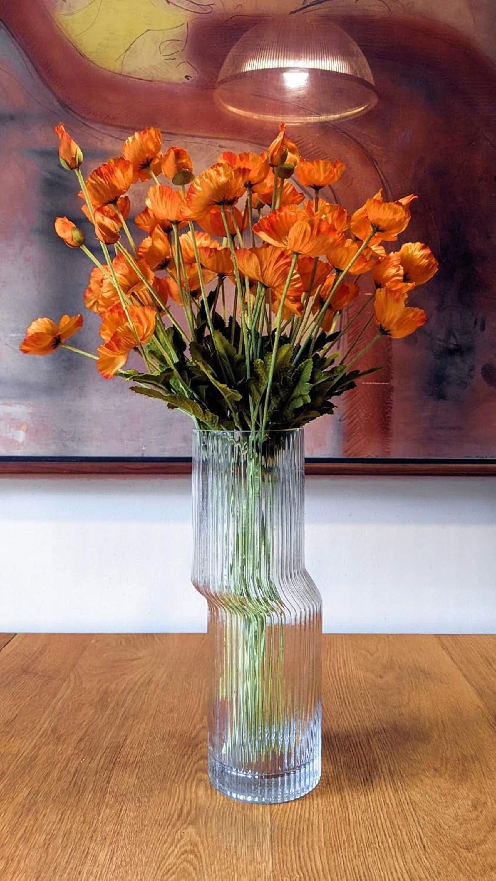 Orange Poppy Flowers Artificial for Wedding Decorations,12 Pcs Fake Faux Silk Poppies Bulk for Home Decor Table Centerpieces Floral Arrangement(23.5‘’, Orange)