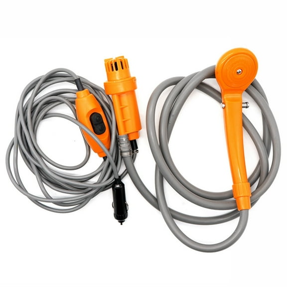 Kyusrd Portable Handheld Outdoor Camping Shower With Bag,Compact Pressure Shower Pump With 12V Car Cigaret Adapter for Camping,Hiking,Car Washing