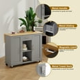 thumbnail image 3 of Walsunny Kitchen Islands Carts with Drop Leaf Table 1 Drawer 5 Wheels 2 Magnetic Doors Rolling Storage Cabinet Gray, 3 of 6