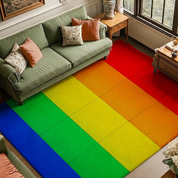 SPXUBZ Rainbow Color Velvet Area Rug, Modern Abstract Rectangle Floor Carpet, Soft Plush Non Slip Rug for Bedroom Living Room Decor 47.2"×31.5"