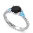 thumbnail image 2 of 2.15 Ct Round Cut Black Onyx & Blue Topaz Gemstone Luxurious Engagement Ring for Women 14K White Gold Size 3 by Diamond-Capitals, 2 of 7