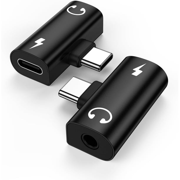 Adaptador USB C a USB C de 3,5 mm para Samsung Galaxy S25 Ultra A17 A36 A26 A16 A06, 2 en 1 USB tipo C a adaptador de audio convertidor de dongle con PD 60 W de carga rápida para iPhone 17 Pro Air 16