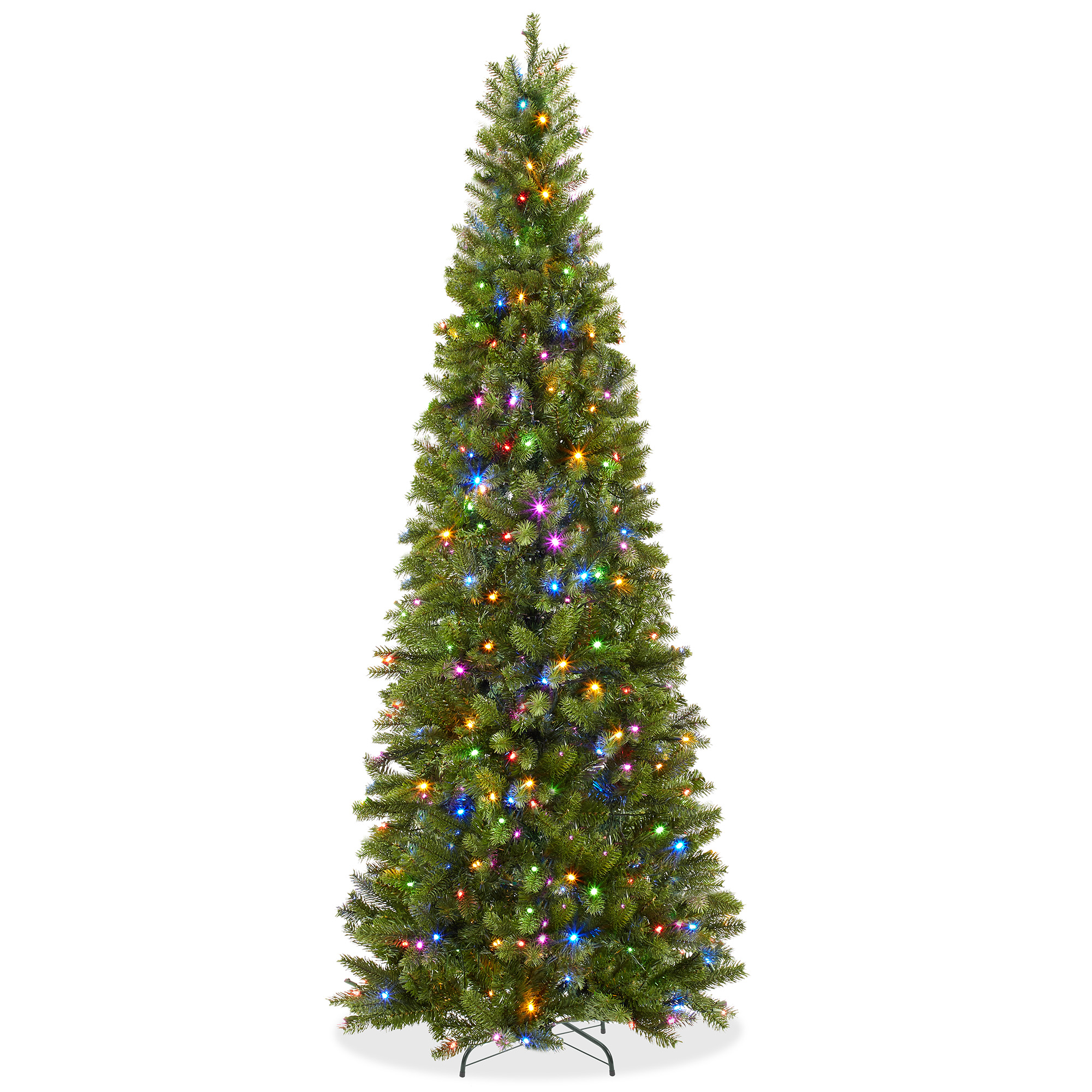 casafield 6 5ft realistic pre lit pencil fir artificial holiday christmas tree with led multicolor lights and sturdy metal stand walmart com