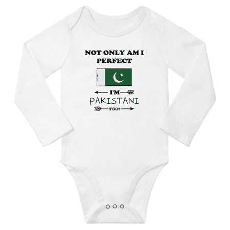 

Not Only am i Perfect I m Pakistani Too! Baby Long Sleeve Romper Bodysuit (White 18 Months)