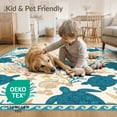 thumbnail image 4 of ODIKA 3'x5' Washable Accent Rug Pet Friendly, Non-Shedding Mat Border Stained Entryway Teal Beachy Cherry Nautical Turtle Ocean Playful for Bedside, Nursery Room, 4 of 7