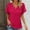 Hot Pink, variant on Womens V Neck Waffle Knit Button Henley Tee Shirts Rolled Short Sleeve Tops Summer Casual Loose Solid Tunic Shirt