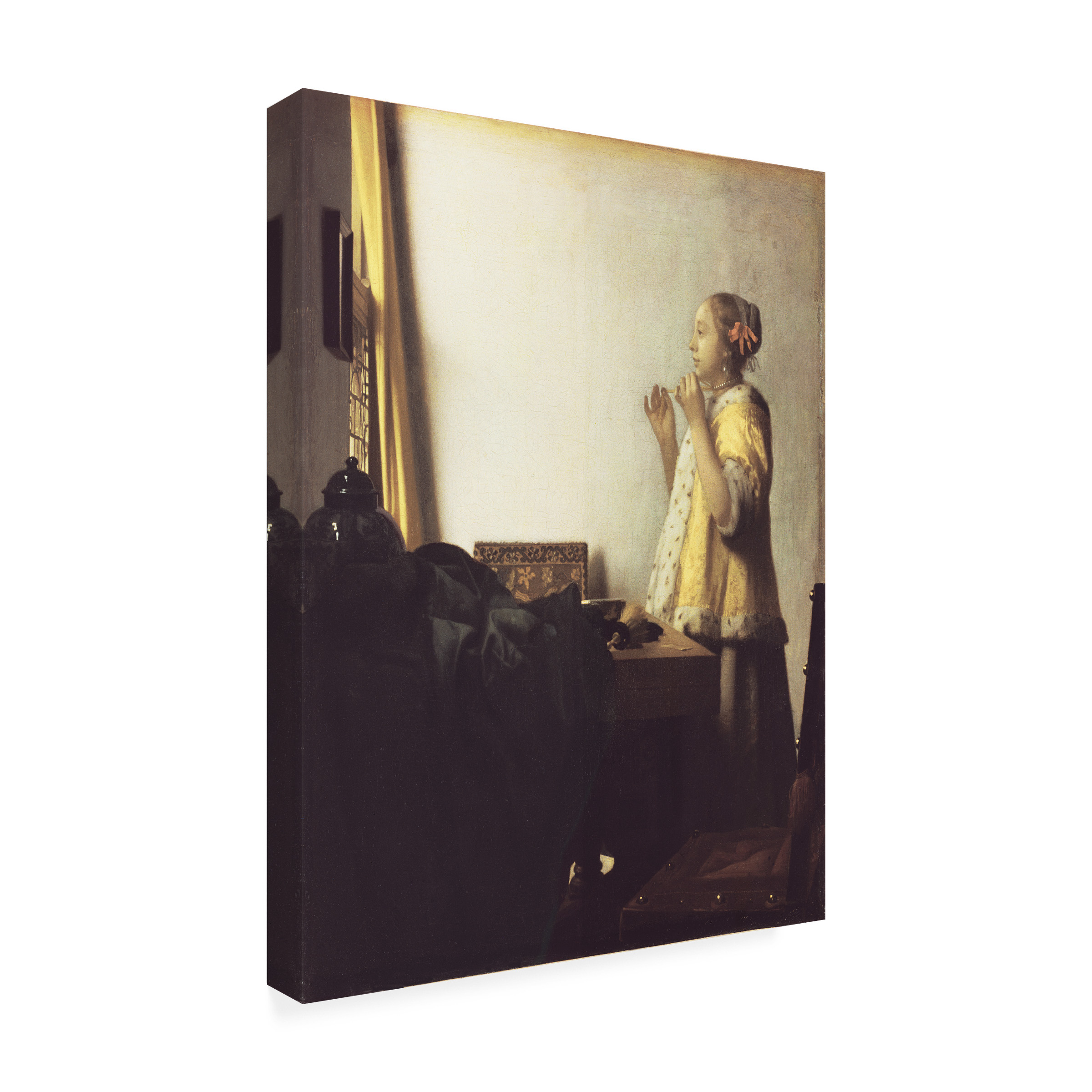 Johannes Vermeer 'Woman With Pearl Necklace' Canvas Art