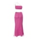 thumbnail image 3 of SAYOO Conjunto de dos piezas para mujer, correas oblicuas para los hombros, tops de tubo sin mangas de color sólido, falda larga elástica a juego SAYOO Moda, 3 of 4