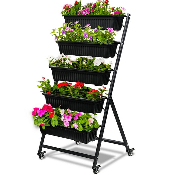 Patio Vertical Herb Planter Garden Elevated Raised Bed Vegetable 5 Boxes