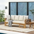 thumbnail image 3 of Llinc Store Outdoor Extendable Daybed Acacia Wood Daybed Sofa with Water-Resistant Cushions, Retractable Pillows Cushioned Sofa Furniture, 3 of 5