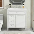 thumbnail image 4 of 30'' Bathroom Vanity with Top Sink, Modern Bathroom Storage Cabinet with 2 Drawers and a Tip-out Drawer, Single Sink Bathroom Vanity Cabinet, White, 4 of 8
