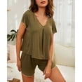 thumbnail image 2 of Richie House Pajamas Sets Short Sleeve Sleepwear Womens V-neck PJ Set Night RHW2925-D-L, 2 of 7