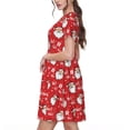 thumbnail image 2 of Picia Merry Christmas Santa Claus A Pattern Women's Short Sleeve Summer Dress Pleated Loose Swing Knee Length Short Sleeve Swing Dresses, 2 of 6
