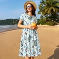 thumbnail image 4 of Rateoe Winter Wonderland Light Blue Pattern Women’s Short Sleeve Dress – Casual Elegant Summer A-Line Dress for Everyday Wear, 4 of 6