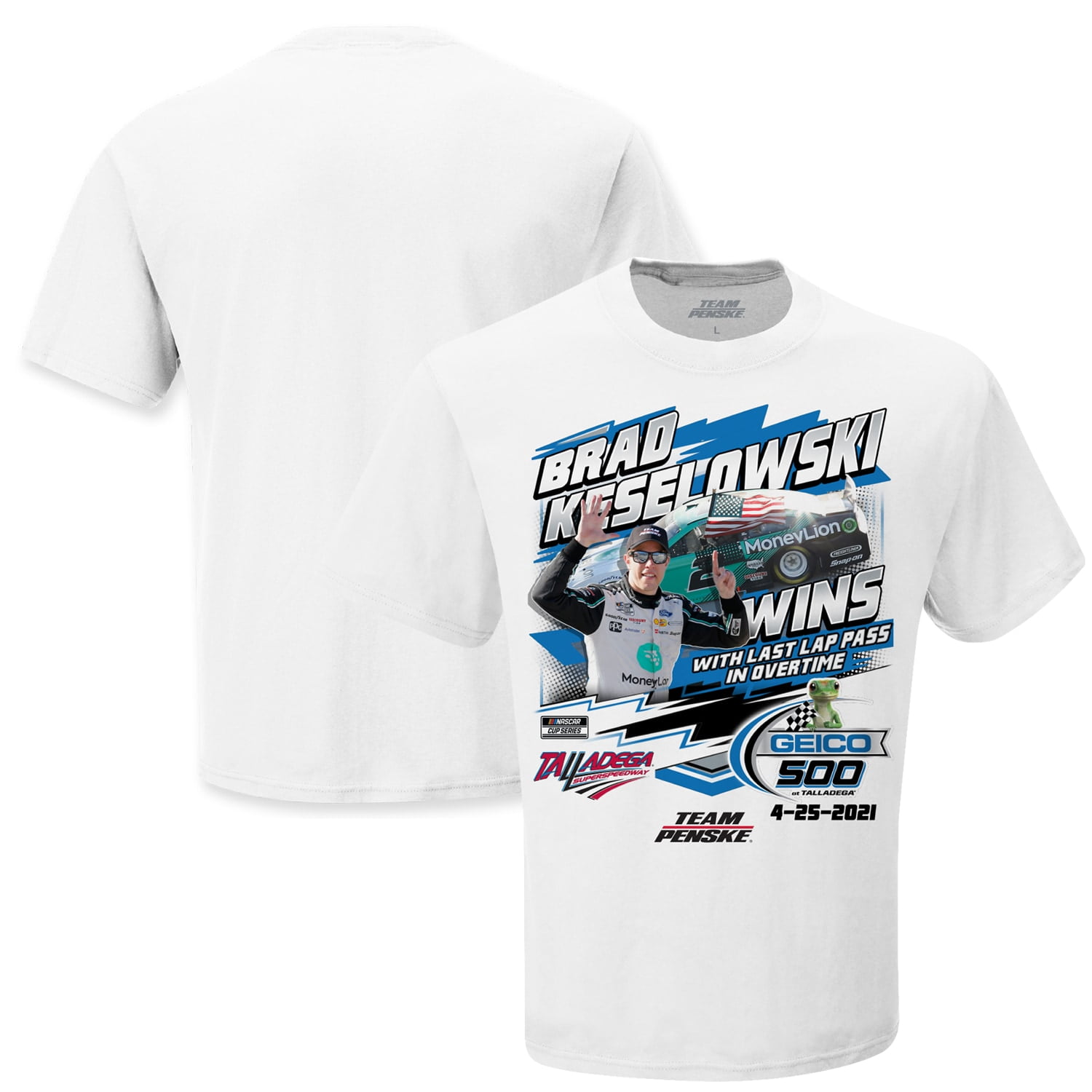 Brad Keselowski Checkered Flag 2021 GEICO 500 Race Winner T-Shirt - White -  Walmart.com