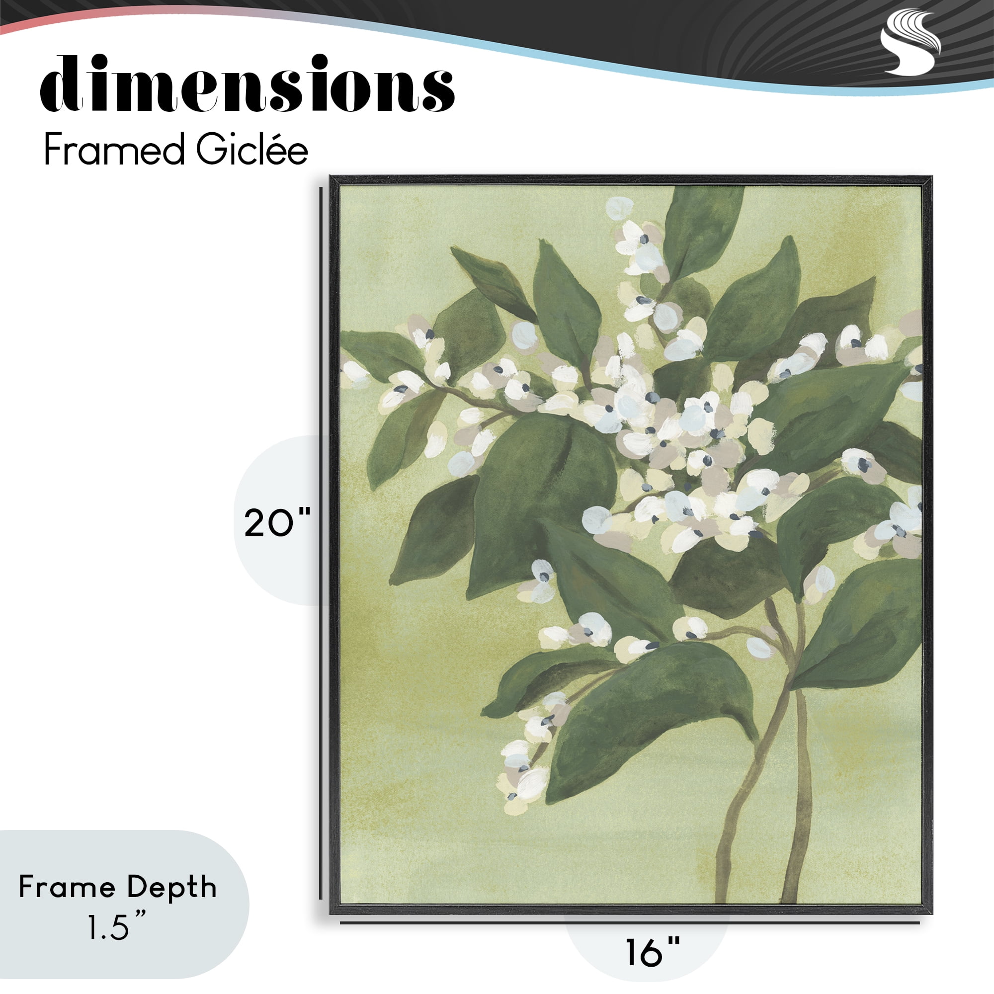 Stupell Industries Verdant Branch Bloom Black Framed Giclee Art, design by June Erica Vess