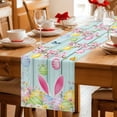 thumbnail image 5 of Happy Easter Table Runner 72 Inches, Spring Bunny Eggs Flower Teal Wood Grain Bed Runner Dresser Scarves Tabletop for Indoor Outdoor Parties/Ceremony/Banquet, 14" x 72", 5 of 8
