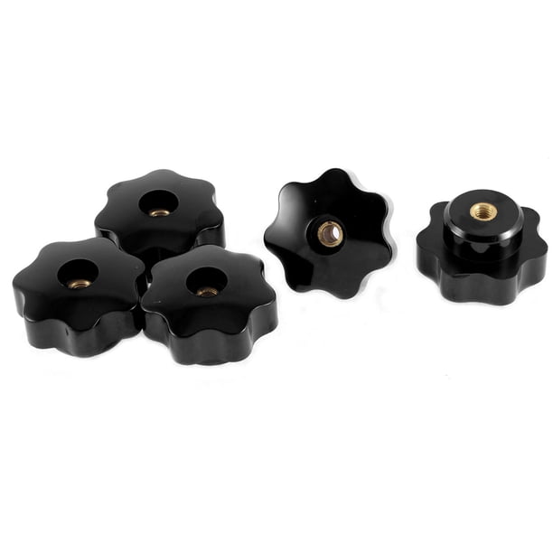 Tuerca de sujeción de cabeza de plástico con rosca hembra M6, negra, 5 Pcs