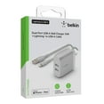 thumbnail image 2 of Belkin 24W Dual-Port USB-A Wall Charger + 5ft. Lightning to USB-A Cable, Silver, 2 of 8