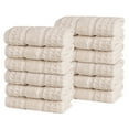 thumbnail image 3 of Superior Zero Twist 12-Piece Cotton Face Towel Set, Waffle Border Ultra Doft Quick Dry Towels, Ivory, 3 of 13