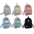 thumbnail image 3 of Striped Backpack Outdoor College Large High Capacity Solid Capacity Solid School Bag Female Corduroy Fashion Travel Rucksack Students Adults Pink, 3 of 8