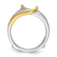 thumbnail image 2 of 14K Two-Tone Gold Ring Band Wedding Diamond Round Guard, Size 8, 2 of 7